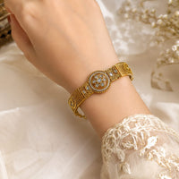 Lucentarts Jewellery Elegant Ethnic Gold Plated Crystal Stone Adjustable Bracelet