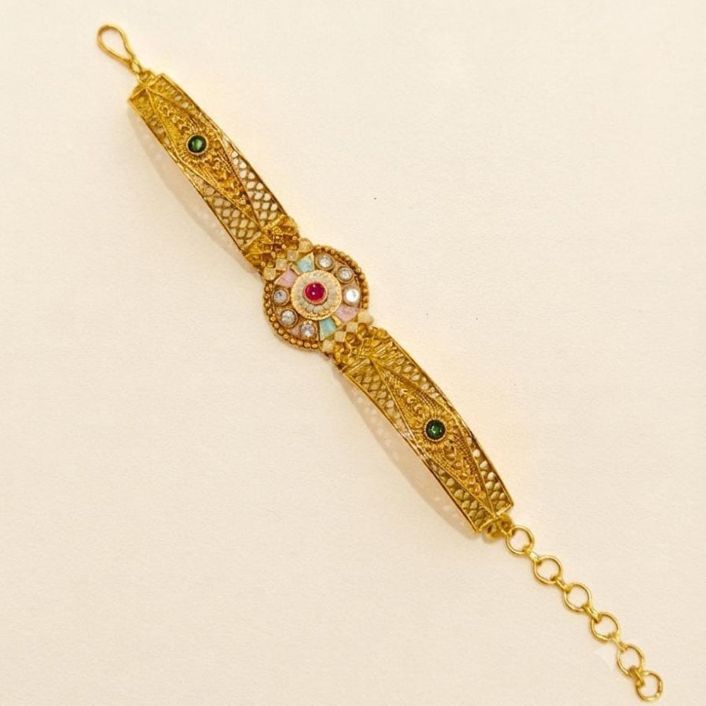 Lucentarts Jewellery Elegant Ethnic Gold Plated Crystal Stone Adjustable Bracelet