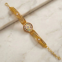 Lucentarts Jewellery Elegant Ethnic Gold Plated Crystal Stone Adjustable Bracelet