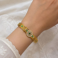 Lucentarts Jewellery Ethnic Gold Plated Pota Stone Adjustable Bracelet