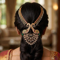 Lucentarts Jewellery Kundan Pearl Hair Accessories Traditional Indian Juda Hair Jewellery (Copy)