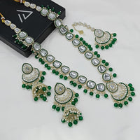 Lucentarts Jewellery Kundan Stone And Beads Long Necklace Set for Women