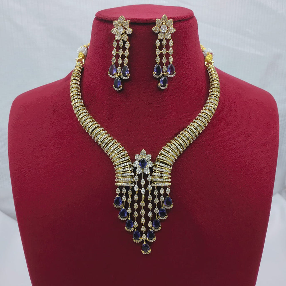 Lucentarts Jewellery Sparkling American Diamond Necklace Set for Women