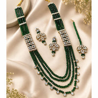 Lucentarts  Jewellery Gold Plated Crystal Stone And Beads  Necklace Set