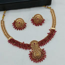 Lucentarts Jewellery Gold Plated Beads Temple Necklace Set