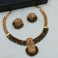 Lucentarts Jewellery Gold Plated Beads Temple Necklace Set