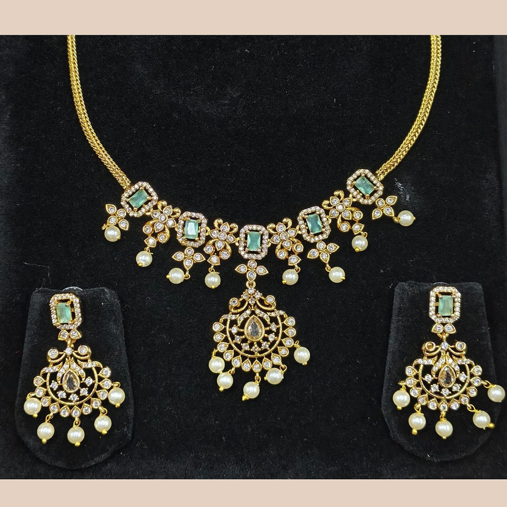 Lucentarts Jewellery Gold Plated American Diamond Necklace Set