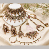 Lucentarts Jewellery Premium Austrain Stone And Beads Semi Bridal Necklace Set for Women