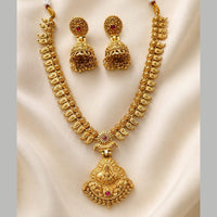 Lucentarts Jewellery Elegant Pota Stone And Pearl Temple Necklace Set 