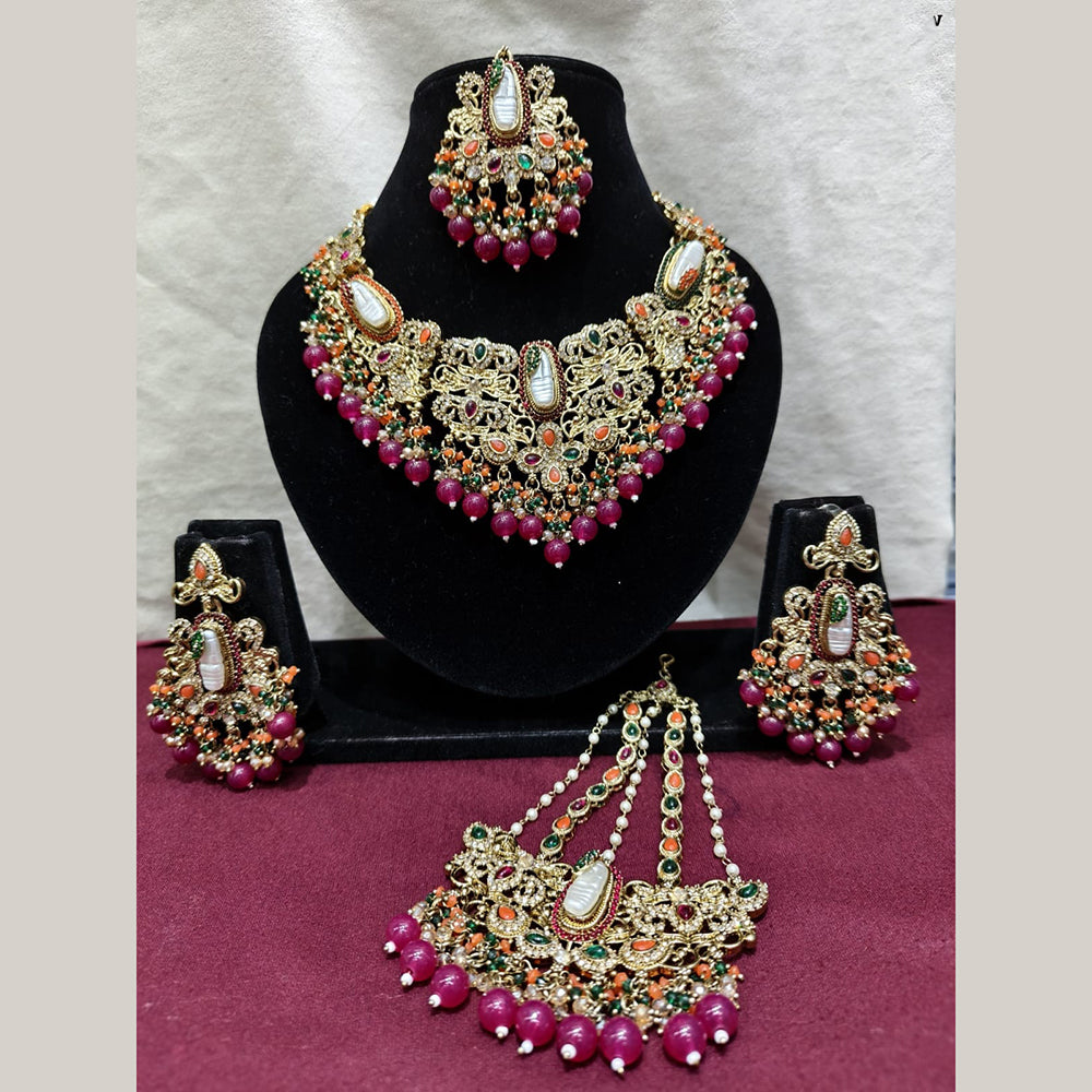 Lucentarts Jewellery Premium Austrain Stone And Beads Necklace Set for Women