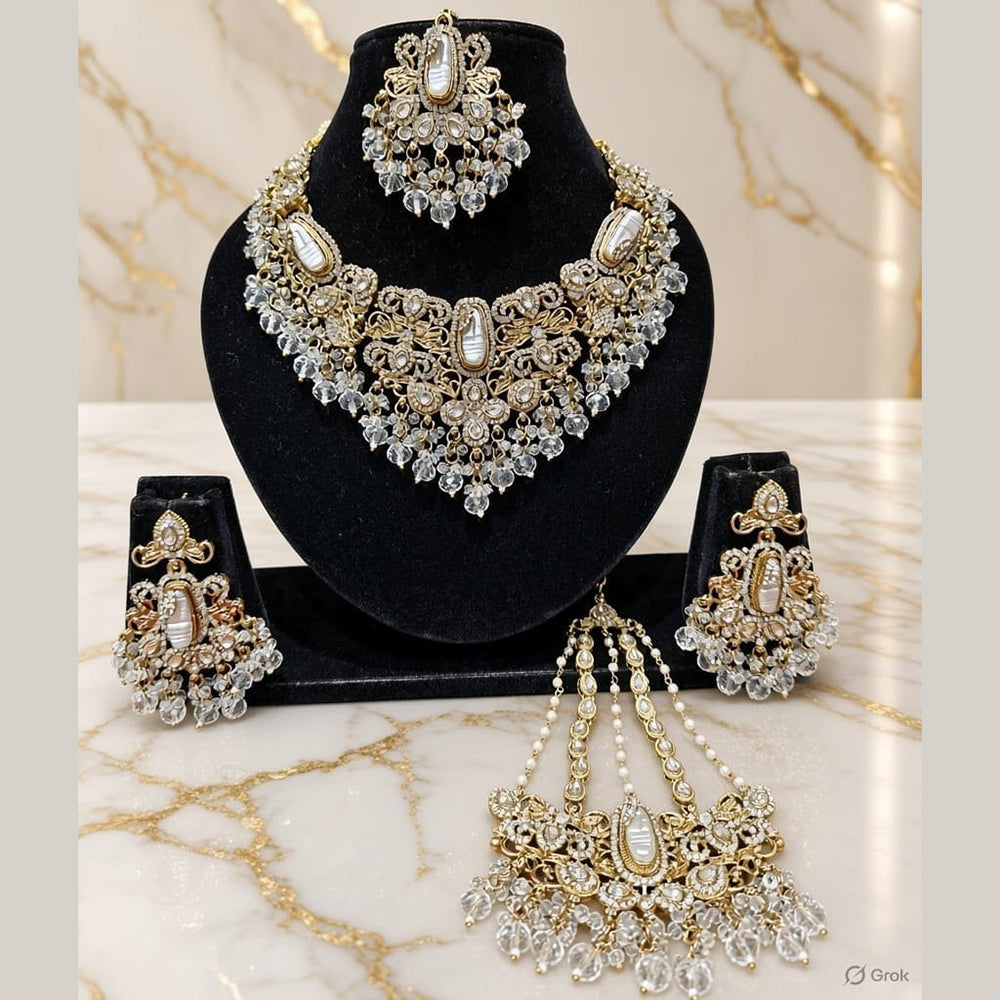 Lucentarts Jewellery Premium Austrain Stone And Beads Necklace Set for Women