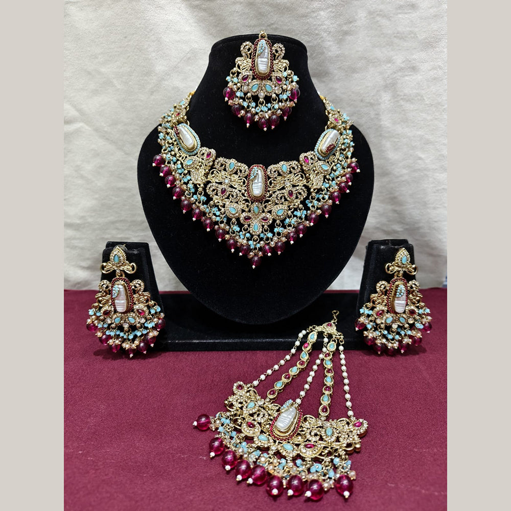 Lucentarts Jewellery Premium Austrain Stone And Beads Necklace Set for Women