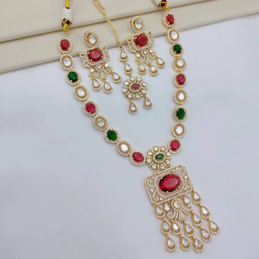 Lucentarts Jewellery Luxury Polki Kundan And American Diamond Necklace Set