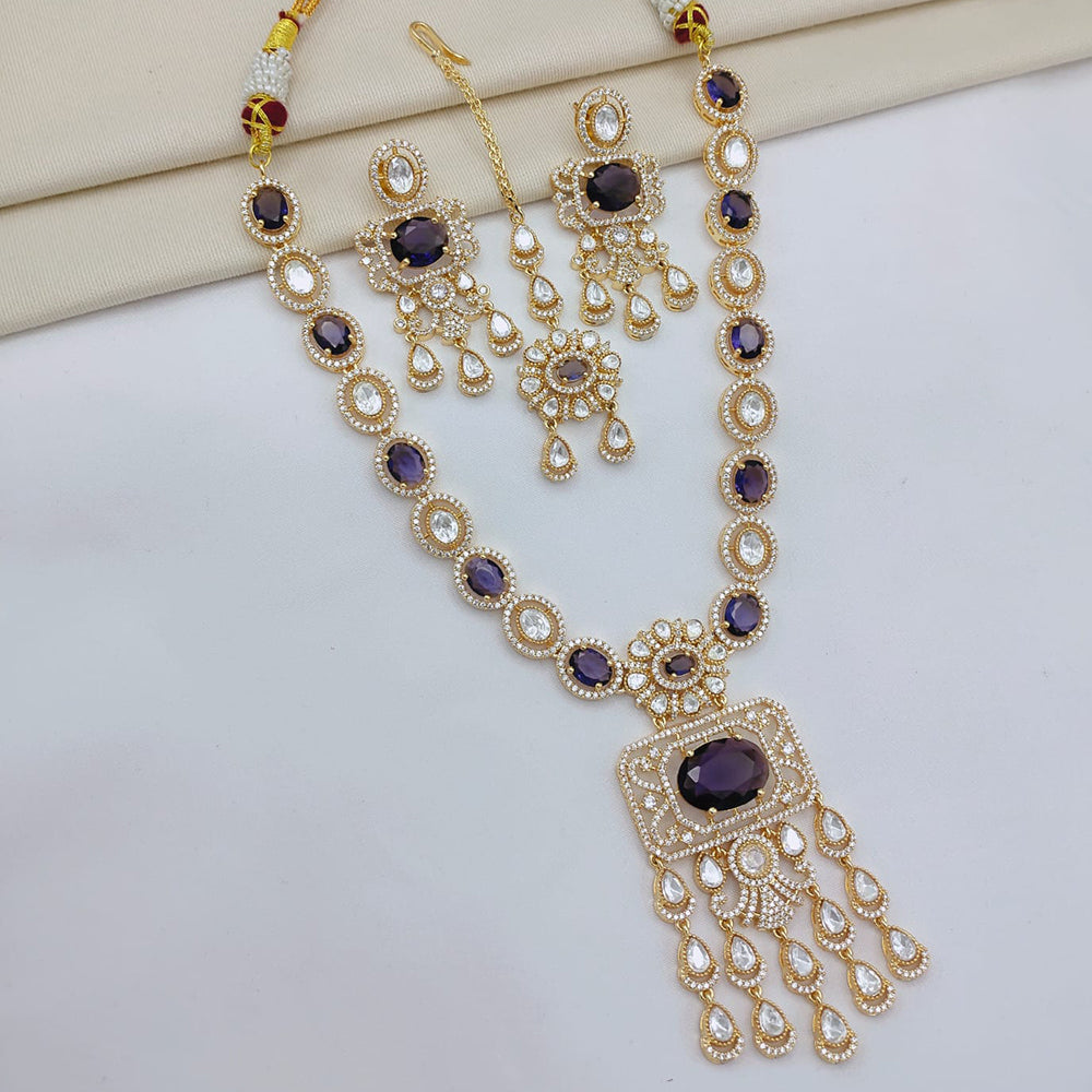 Lucentarts Jewellery Luxury Polki Kundan And American Diamond Necklace Set