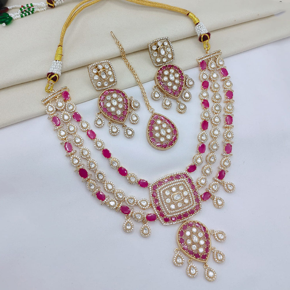 Lucentarts Jewellery Luxury Polki Kundan And American Diamond Necklace Set
