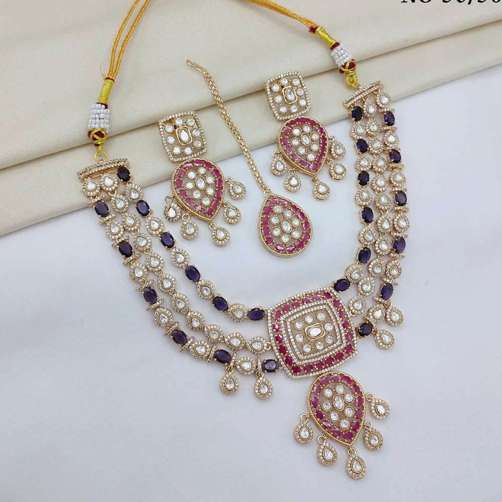 Lucentarts Jewellery Luxury Polki Kundan And American Diamond Necklace Set