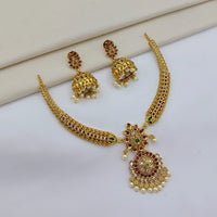 Lucentarts Jewellery Elegant Pota Stone And Pearl Necklace Set