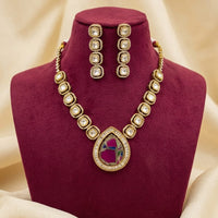 Lucentarts Jewellery Graceful Polki Kundan Stone Necklace Set