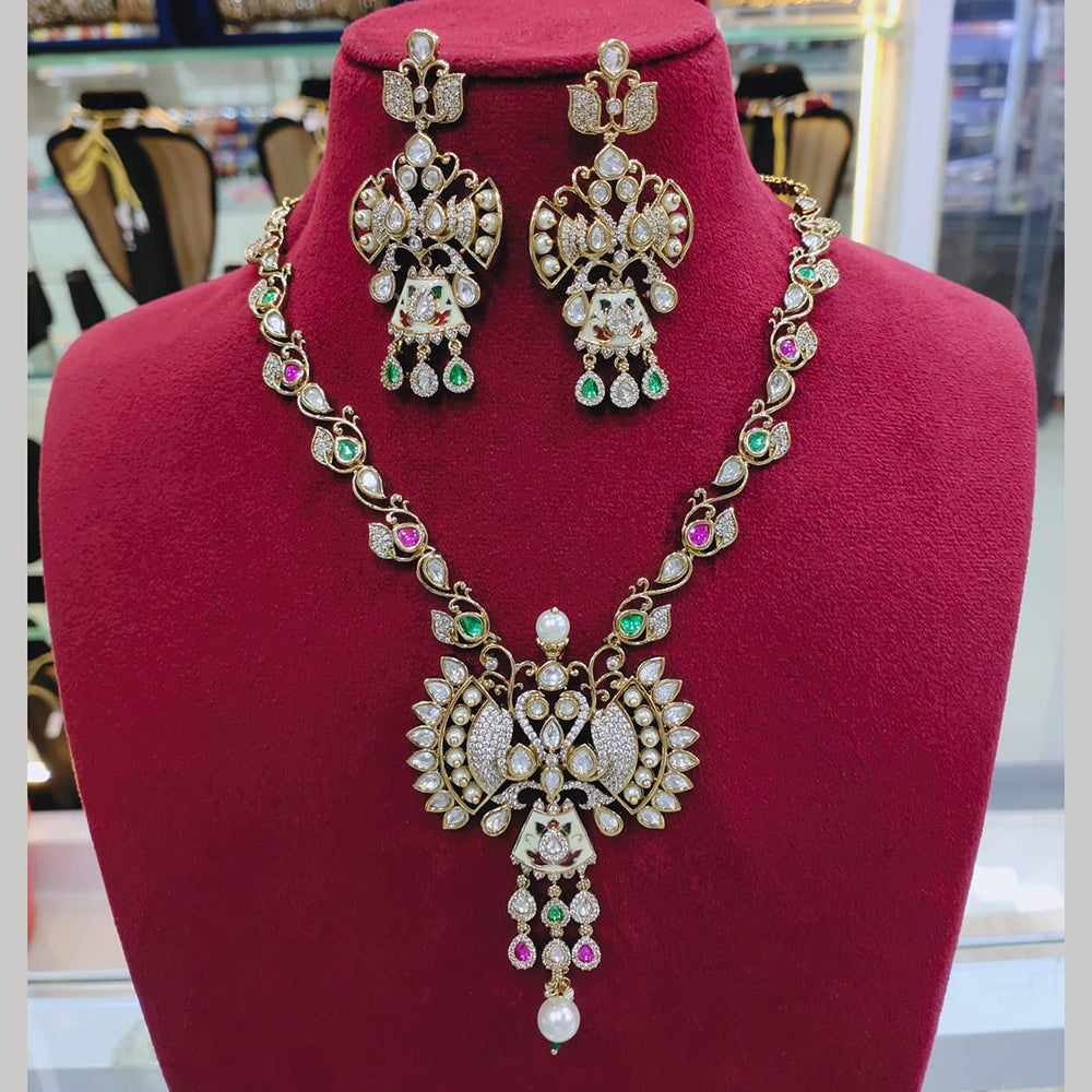 Lucentarts Jewellery Graceful Polki Kundan Stone Necklace Set