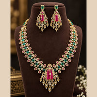 Lucentarts Jewellery Glamorous American Diamond Necklace With Earrings