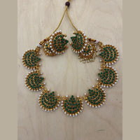 Bhavi Jewels Gold Plated Pota Stone Necklace Set