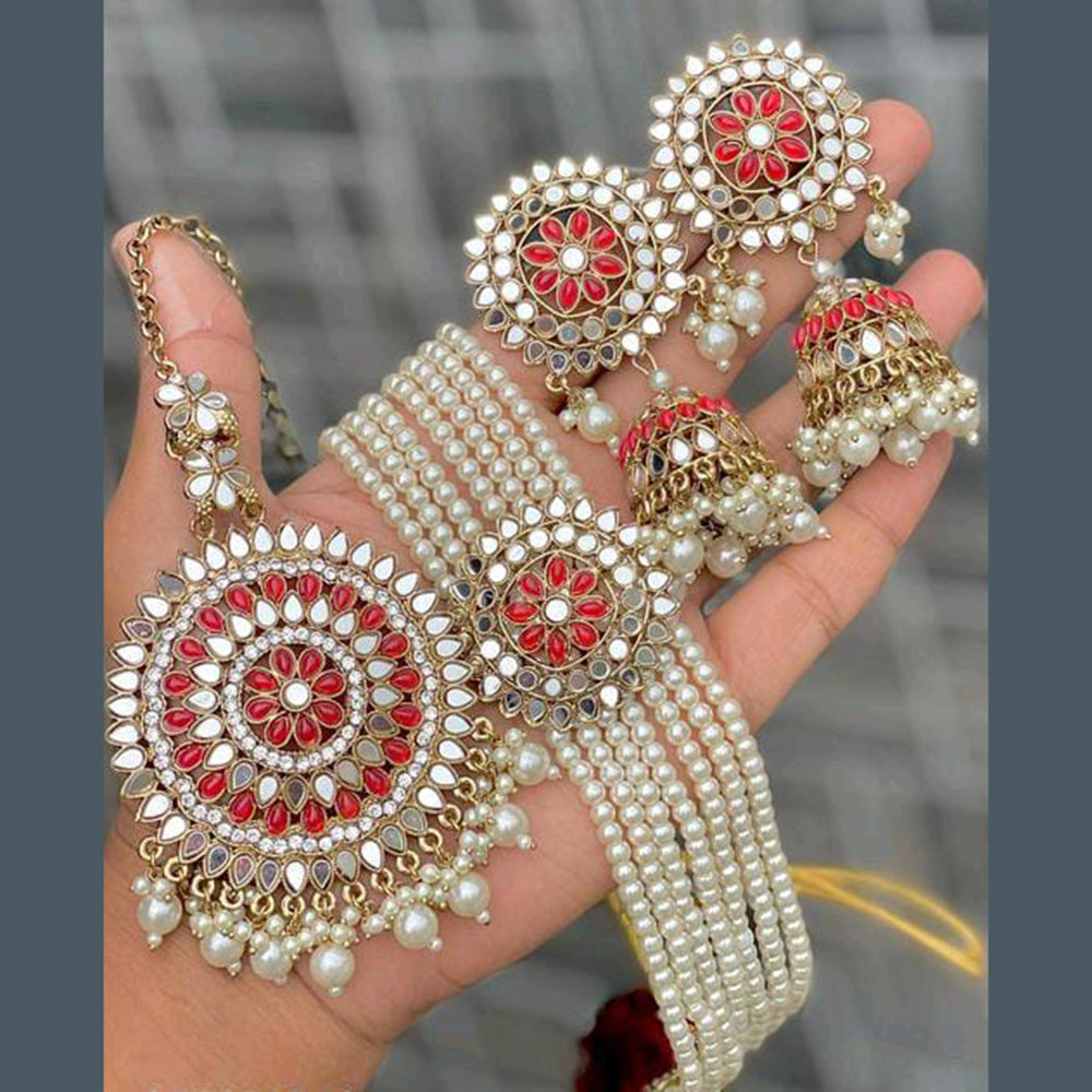 Sai Fashion Gold Plated Mirror Choker Necklace Set