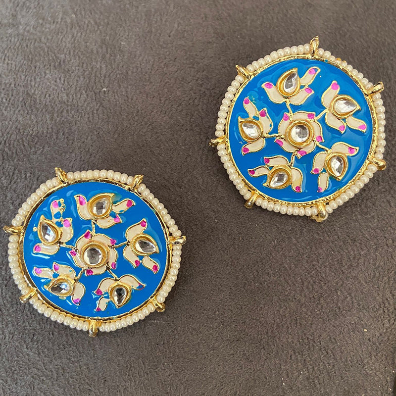 Sai Fashion Gold Plated Meenakari Studs Earrings