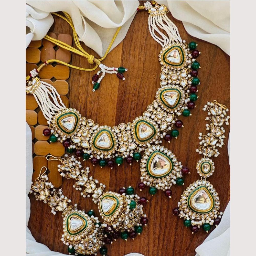 Sai Fashion Designer Kundan Stone And Beads Necklace Set