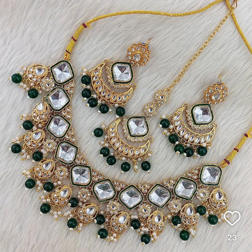 Sai Fashion Designer Kundan Stone And Beads Necklace Set