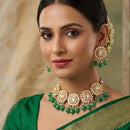 Sai Fashion Elegant Kundan Stone And Beads Choker Necklace Set