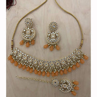 Sai Fashion Elegant Kundan Stone And Beads Choker Necklace Set