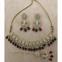 Sai Fashion Elegant Kundan Stone And Beads Choker Necklace Set