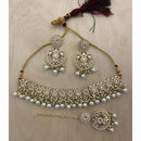 Sai Fashion Elegant Kundan Stone And Beads Choker Necklace Set