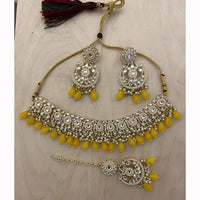 Sai Fashion Elegant Kundan Stone And Beads Choker Necklace Set