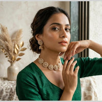 Sai Fashion Premium Pearl Statement Choker Necklace Set