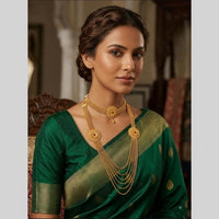 Sai Fashion Gorgeous Pota Stone And Pearl Double Necklace Jewellery Set  