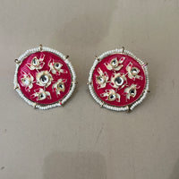 Sai Fashion Fashionable Kundan Stone and Meenakari Studs Earrings