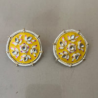 Sai Fashion Fashionable Kundan Stone and Meenakari Studs Earrings