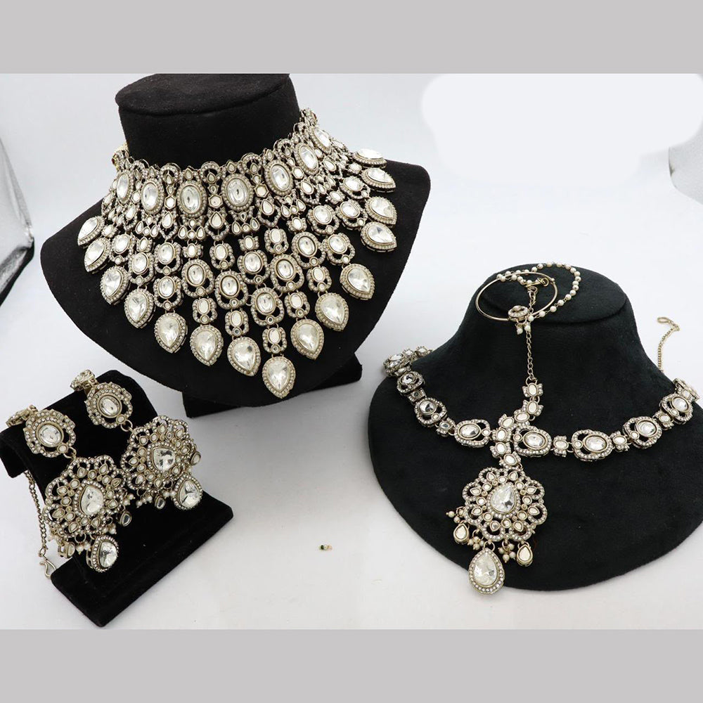 Sai Fashion Designer Crystal Stone Semi-Bridal Necklace Set