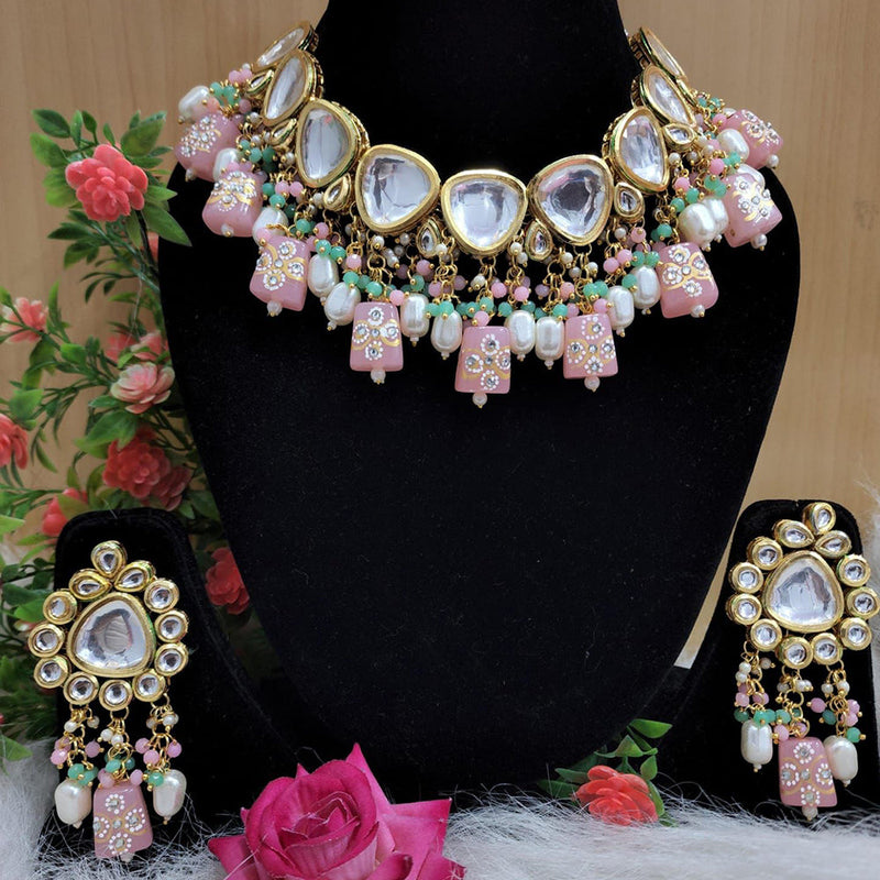 Shagna Gold Plated Crystal Stone And Beads Necklace Set