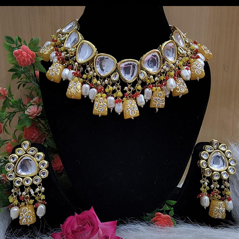 Shagna Gold Plated Crystal Stone And Beads Necklace Set