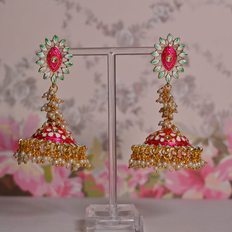 Shagna Gold Plated Meenakari Jhumki Earrings