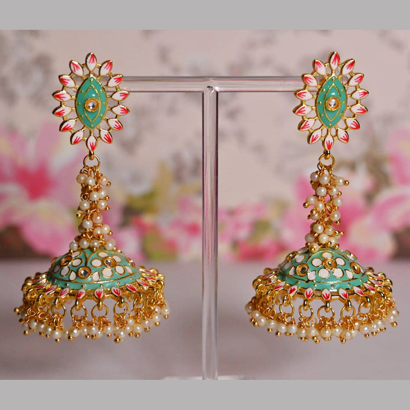 Shagna Gold Plated Meenakari Jhumki Earrings