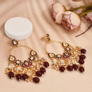 Shagna Graceful Kundan Stone And Beads Meenakari Traditional Drop Earrings
