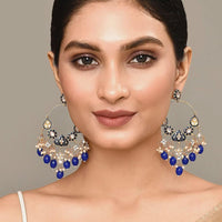 Shagna Graceful Kundan Stone And Beads Meenakari Traditional Drop Earrings