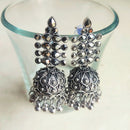 H K Fashion Oxidised Plated Jhumki Earrings