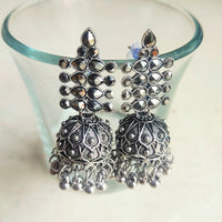 H K Fashion Oxidised Plated Jhumki Earrings