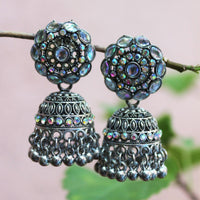 H K Fashion Oxidised Plated Jhumki Earrings