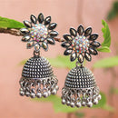 H K Fashion Oxidised Plated Austrian Stone  Jhumki Earrings
