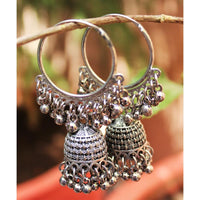 H K Fashion Oxidised Plated Jhumki Earings